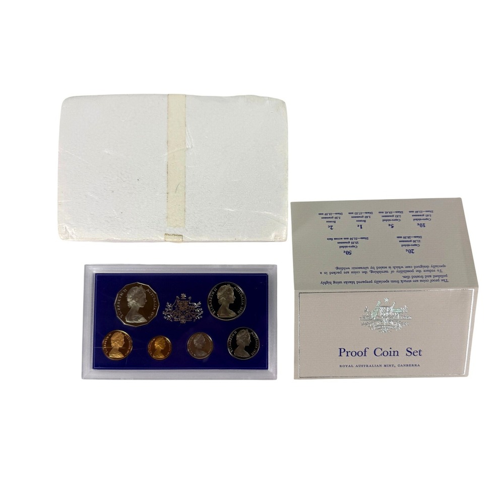 1975 Royal Australian Mint Proof Coin Set 6 Coins Elizabeth II Original Case